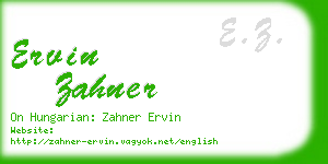 ervin zahner business card